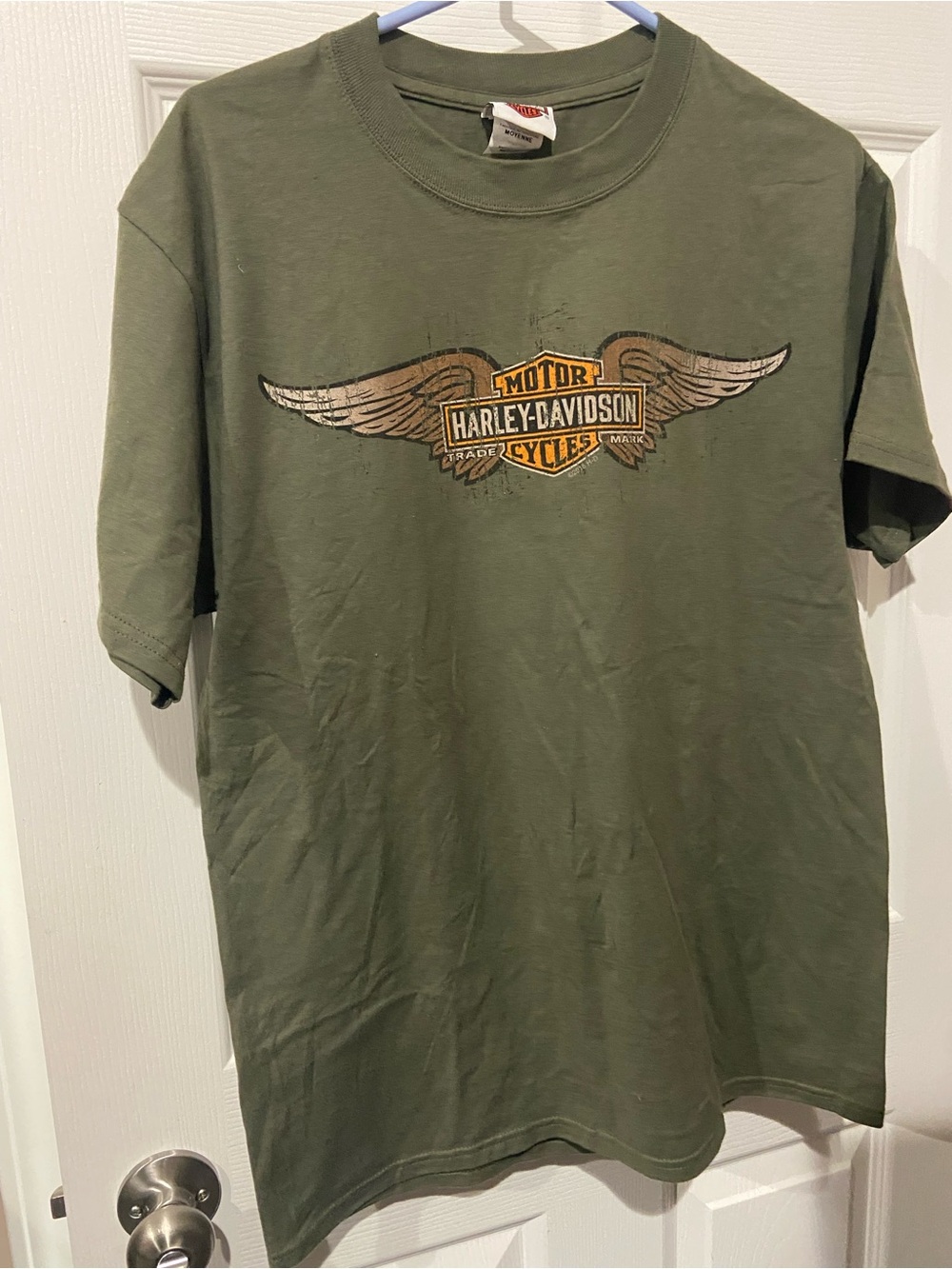 Harley‑Davidson Olive Green Short‑Sleeve Wing Logo Tee